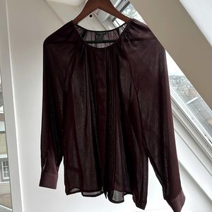 NWOT Ann Taylor plum/cranberry button up blouse
